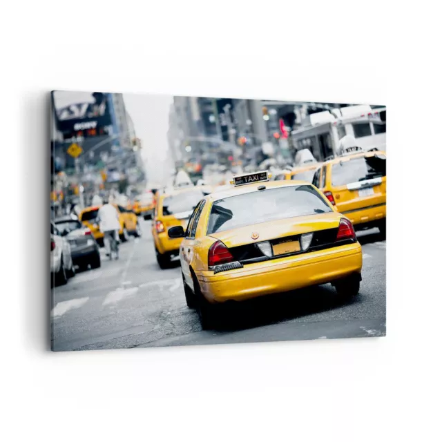 Wandbilder 100x70cm Leinwandbild Taxi Stra�e New York Gro� Bilder Art Wanddeko