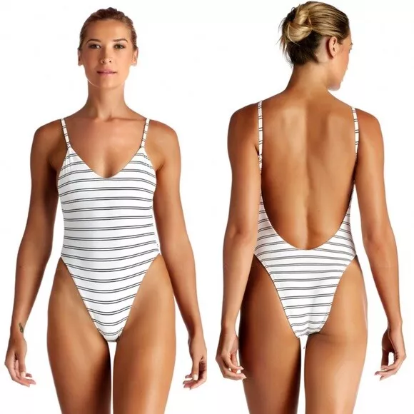 Vitamin A Swim Club 55 Stripe Yasmeen High Cut One Piece (6/S) Nwt