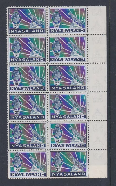 Nyasaland 1938 Mint MNH Definitive 2d Blue Edge Block 12 King George Leopard