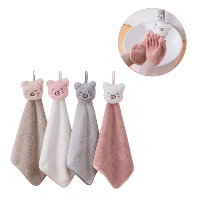 4 Pcs Children Toddler Face Towel Dishcloth Hanging Coral Hand Cloth