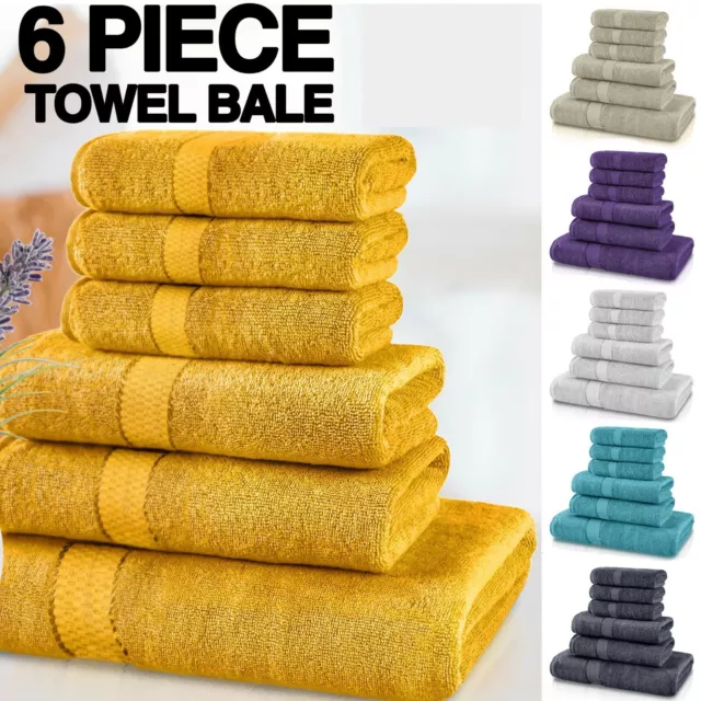 Luxury 100% Soft Cotton Towel Bale Set. 6 PCS. 1 Bath -2 Face -3 Hand Towels.