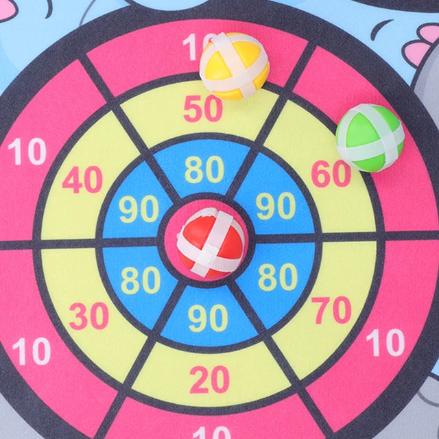 Children Elephant Dartboard Set Hook And Loop Dartboard With 3 Stick Balls And H