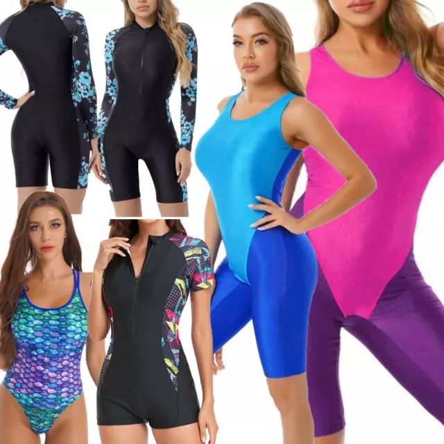 Womens Surf Swim Long Sleeve One Piece Swimsuit Bathing Suit Sleeveless Swimwear
