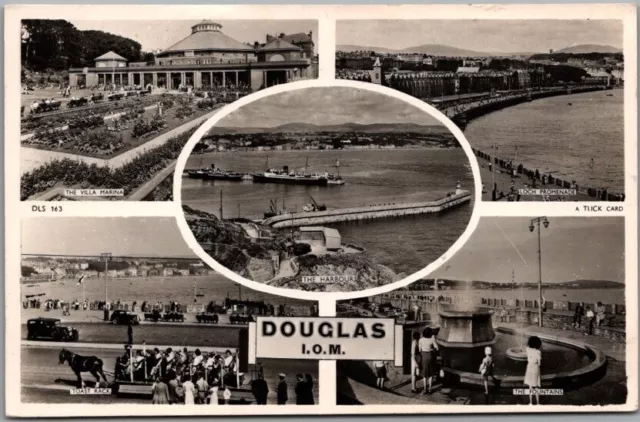 Vintage DOUGLAS, Isle of Man, England UK Real Photo RPPC Postcard Multi-View