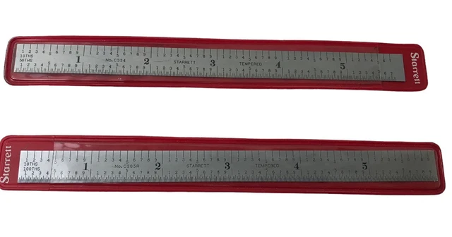 Lot Of 2-Vtg Starrett Co No C05R 6in Spring Tempered Steel Rule Machinist Ruler