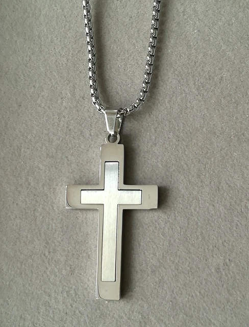 Silberne Halskette Mit Kreuz-Anhänger – Jesus Christus Motiv, 50 Cm, Karabinerverschluss