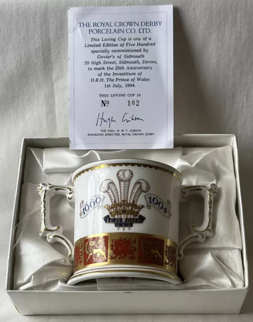 Royal Crown Derby Loving Cup 25th Anniversary Of The Investiture 1969-1994.