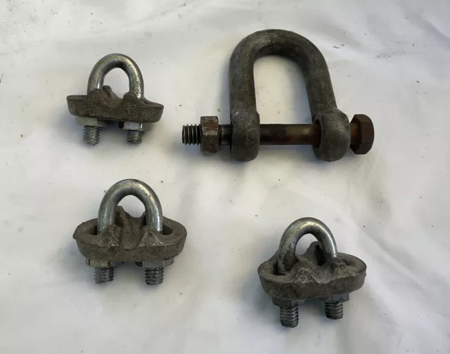 Vintage Job Lot 1 Shackle 3 U Clamp Hardware Towing Lifting Auto Engineer Hoist