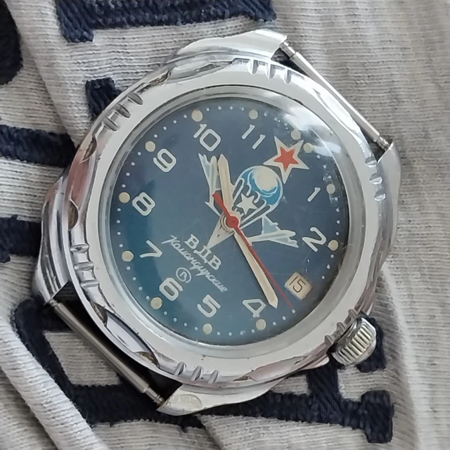 VOSTOK Komandirskie 2431/650546 - Orologio Meccanico Russo, Cassa Acciaio, Impermeabile 200m, 24 Ore