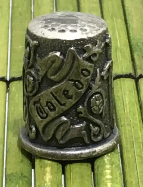 Toledo Spain Pewter Thimble Old City Cathedral Toledo & Sword