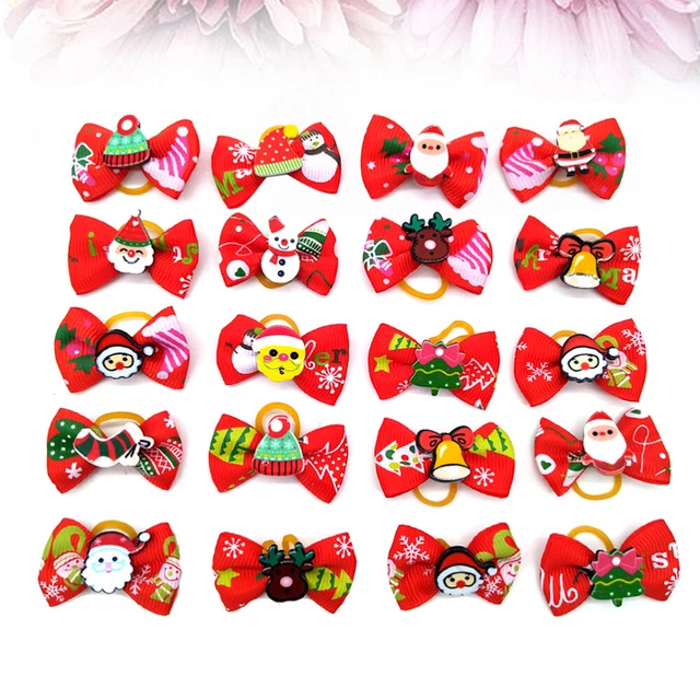 30 piezas de accesorios para perros grandes lazos para pelo de perro con clips rojos