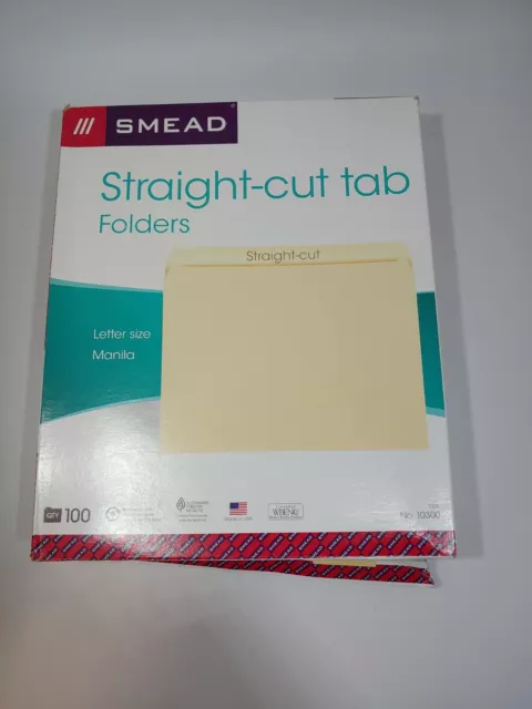 Smead File Folders Straight Cut One-Ply Top Tab Letter Manila 100/Box 10300