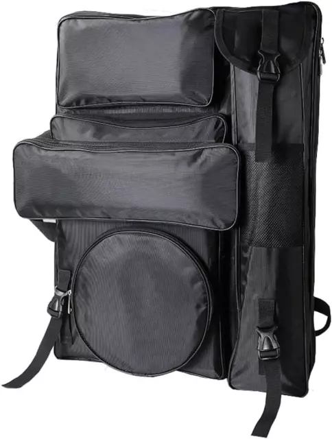 Art Portfolio Carry Bag 4K Canvas Artist Backpack Black with Bucket Pocket