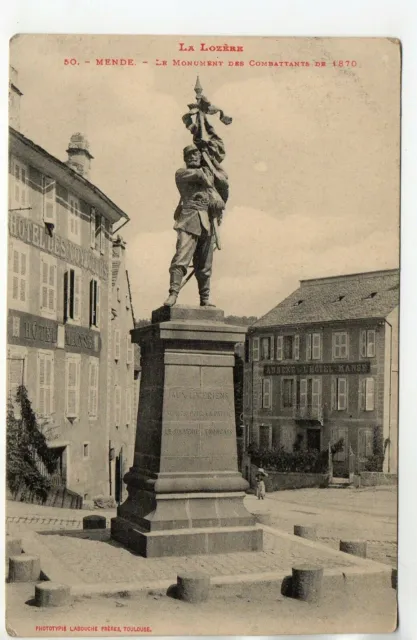 MENDE - Lozere - CPA 48 - monument des combattants de 1870 - hotels