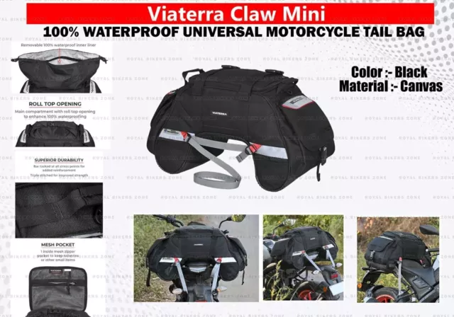 Universal Motorcycle "Viaterra Claw Mini Black Waterproof Tail Bag"