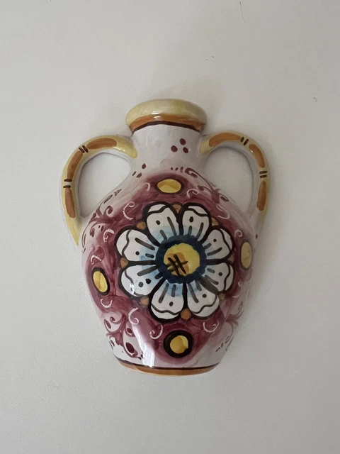 Anfora da parete in ceramica di Caltagirone decoro FIORE  H:13