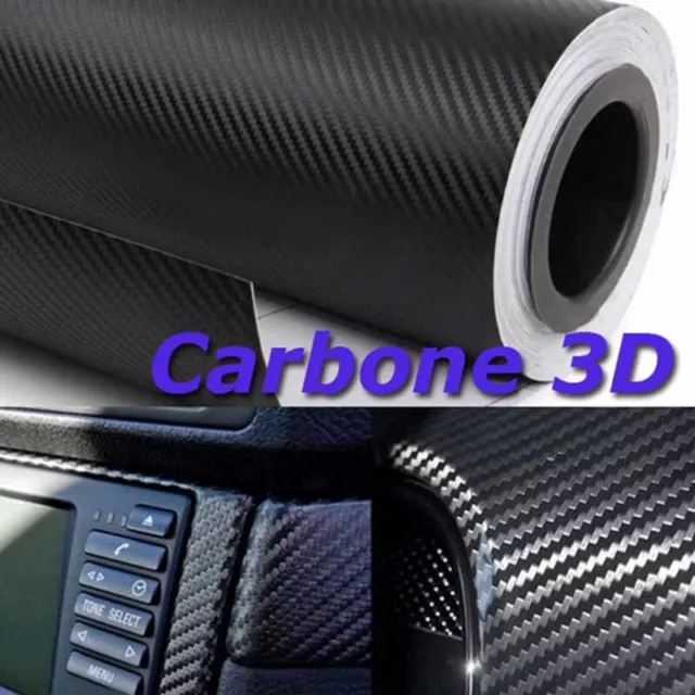 3D CARBON FIBRE CAR VINYL WRAP FILM 300MM x 1520MM BLACK  CAR VINYL WRAPPING