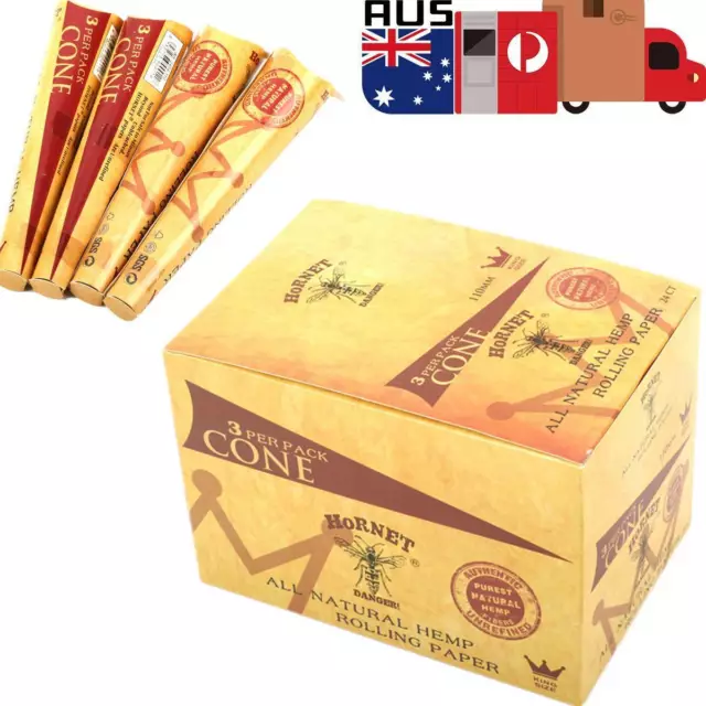 72 Cones 110MM Pre Rolled Smoking Paper RAW King Size Cone 24 Pack Natural Paper