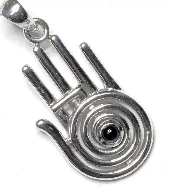 Peter Stone Heilende Hand 925Silber Energieanhänger Onyx Reiki Amulett Lederband