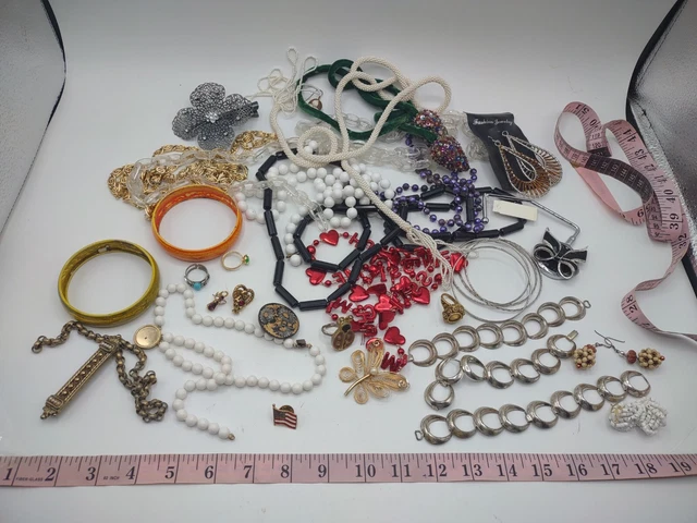 Vintage Misc Bag Of Good And Broke Jewelry. All Kinds. Repurpose. More added