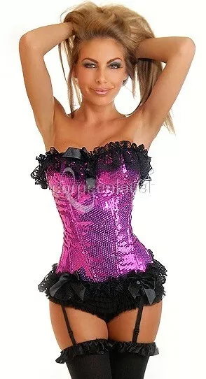 Guepiere Corset Bustier Sexy Sequin Danse Spectacle Cabaret Lingerie Satin 2