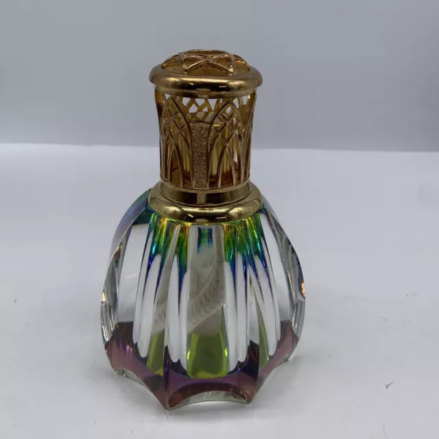 Heavy Crystal Prism Glass Lamp Oil Wick Fragrance Home Diffuser 6.5” Tall