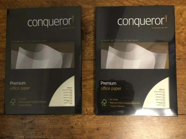 2 X Conqueror Premium Cream A4 Paper - 100 Sheets Per Box - 100gsm - NEW