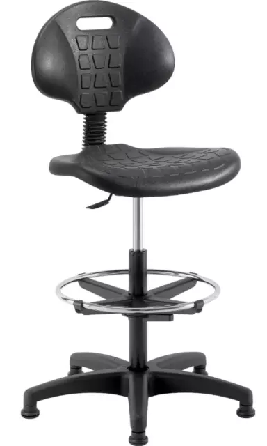 Teknik 03 Industrial Draughtsman Wipe Clean Industrial Chair Black PU Plastic