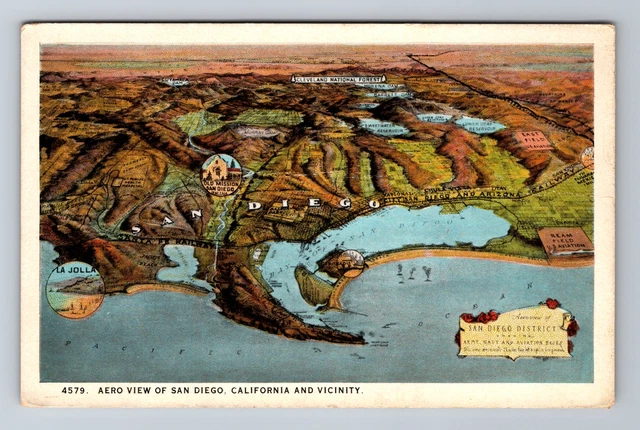 San Diego CA-California, Aerial View of San Diego and Vicinity Vintage Postcard