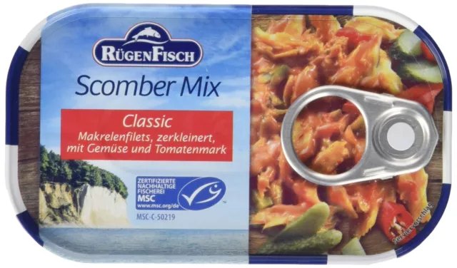 Rügen pesce Scomber Mix filetto di sgombro pesce in scatola 14 x 120 g NUOVO MHD 31/12/25