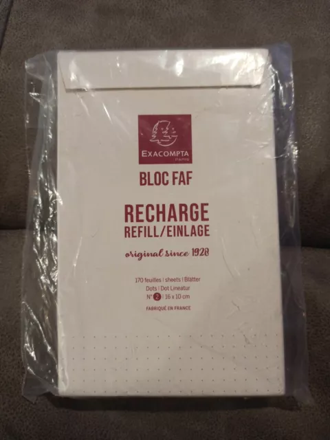 EXACOMPTA BLOC FAF No.2 ( 16 x 10 cm ) 170 sheets / Dots Recharge refill  Sealed