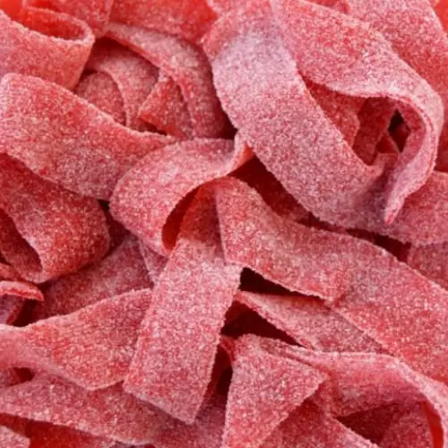 1 X 1Kg Bulk Bag Fini Sour Strawberry Belts Sugar Coated Gummi Gummy Candy