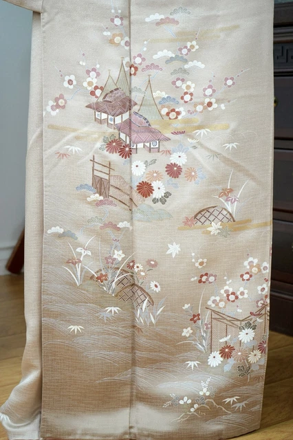 Dear Vanilla Japanese Silk Kimono Women's Robe Gown Authentic Japan Vintage Mint 7