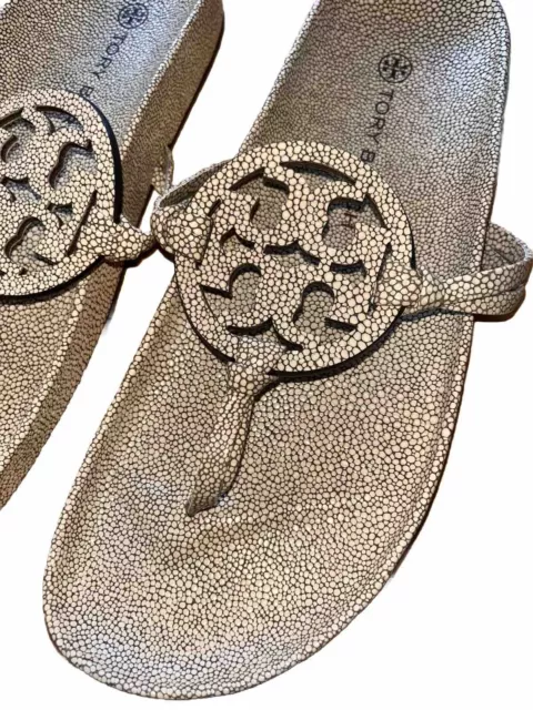 NEW Tory Burch Miller Cloud Sandals Thongs Shoes STINGRAY printed sand Leather-9