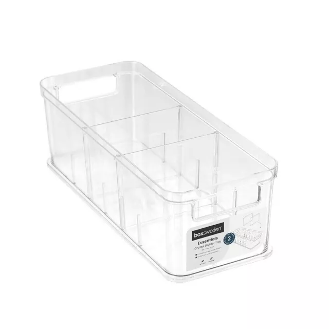 1x Box Sweden Crystal Storage Tray Organiser w/Adjustable Dividers Clear 35x14cm