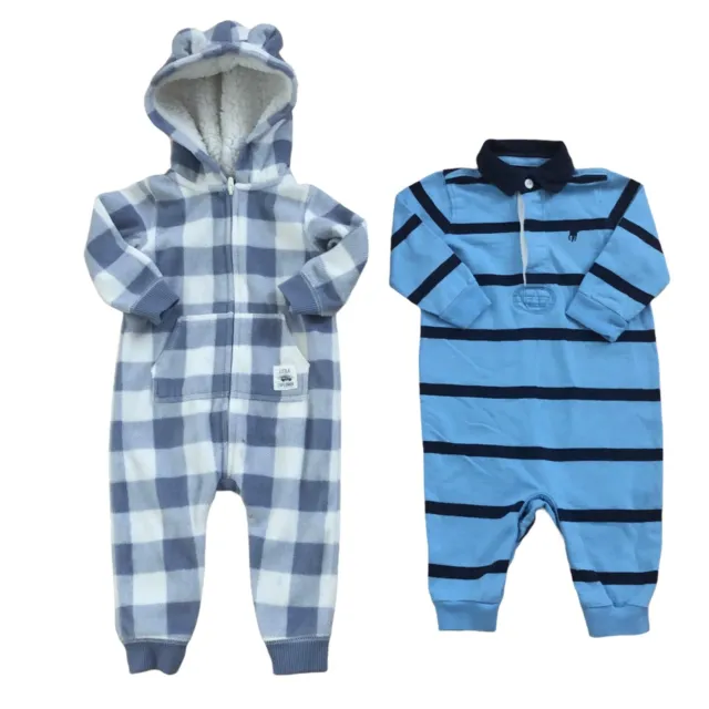 Ralph Lauren & Carters Baby Boys Size 6 Months Romper Lot Fleece Lined Hoodie