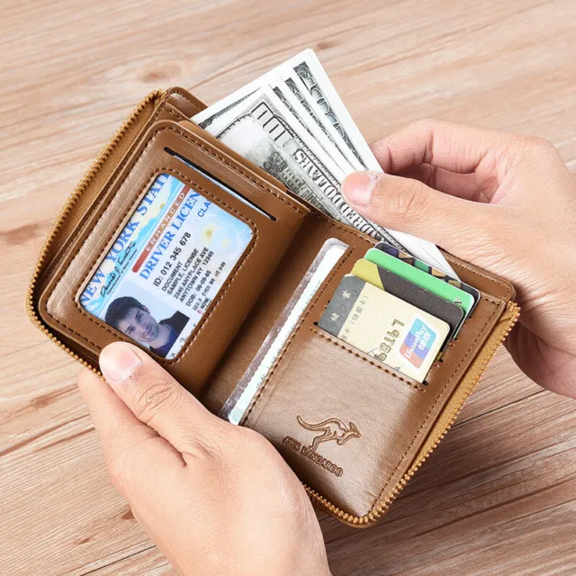 Mens Womens Wallet Credit Card Holder Leather RFID Blocking Zipper Pocket Purse 8