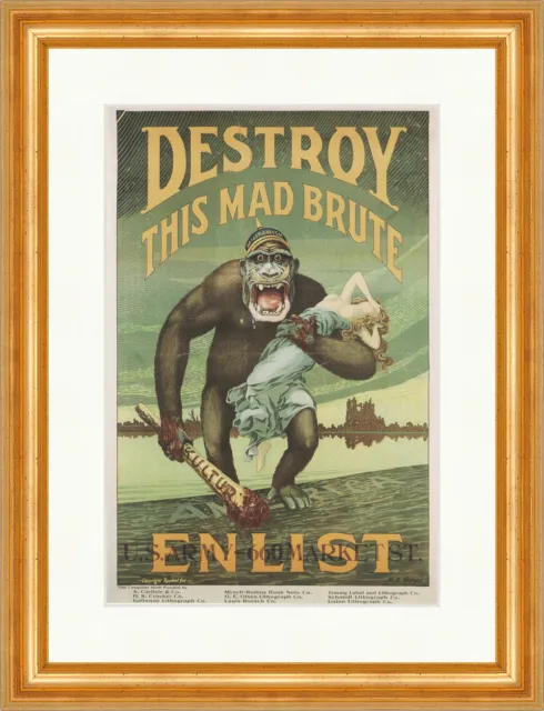 Enlistening in the United States Army Poster Gorilla  Plakatwelt 754 Gerahmt