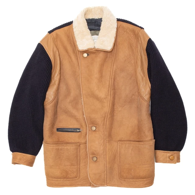 J. C. de Castelbajac pour ICEBERG Vintage 1980s Shearling Jacket with Knitted Sl