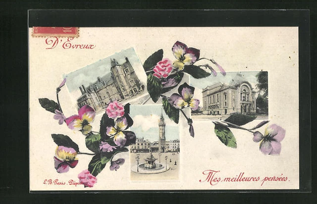 CPA Evreux, diverses vues du lieu 1907