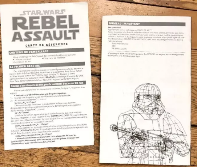 Notice + Disque Version Big Box Star Wars Rebel Assault Pc Français Booklet Disk 2