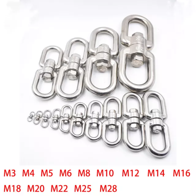 304 Stainless Steel Swivel Connector / Shackle M3 M4 M5 M6 M8 M10 M12 M14 To M28