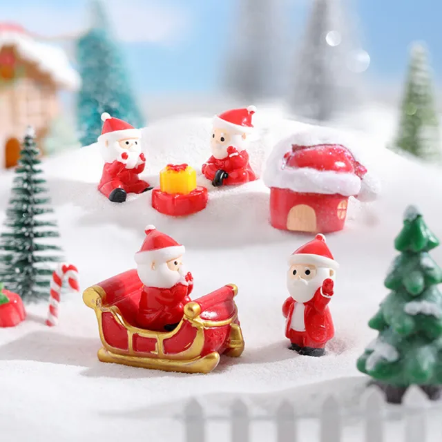 1PC Mini Resin Santa Claus Snowman Figurine Bonsai Ornament Micro LandscaYH