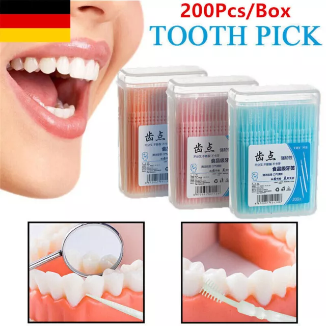 Interdentalbürste Sticks 200x Dental Bürsten Zahnreinigung Zahnzwischenraum - DE