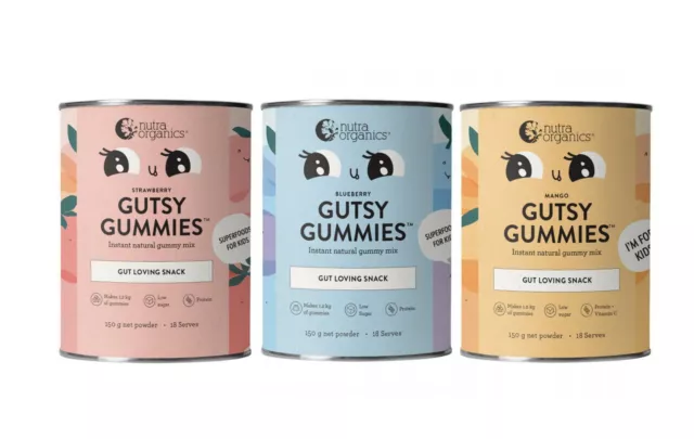 Nutra Organics Gutsy Gummies Gut Loving Snack Mango/Blueberry/Strawberry 150g