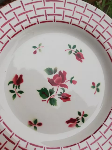 6 ASSIETTES anciennes 3 plates 3 creuses décor  ROSA DIGOIN ,SARREGUEMINES