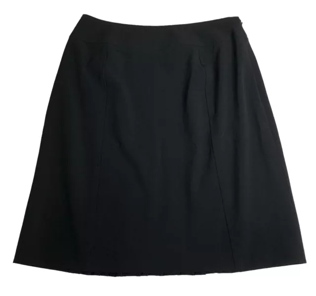 Larry Levine A Line Skirt Womens 8 Black Stretch Pleated Back Side Zip Career