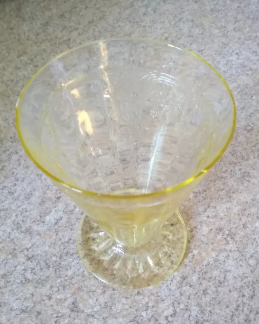 Vintage Anchor Hocking Glass CAMEO Ballerina Yellow Water Tumbler, footed