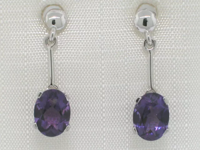 Amethyst Ohrhänger 585 Weißgold 14Kt Gold natürliche facettierte Amethyste