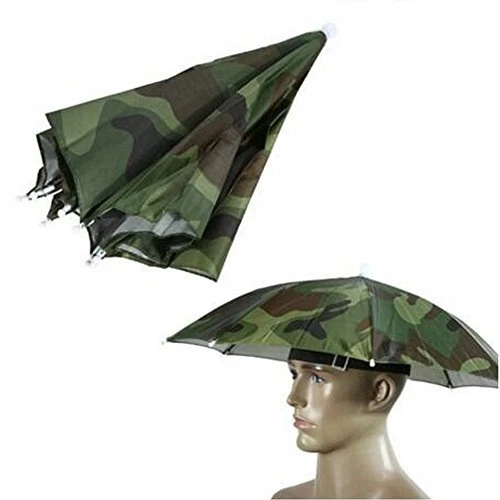 Umbrella Hat, Folding Headwear 26" Hands Free Sunshade Double Layer